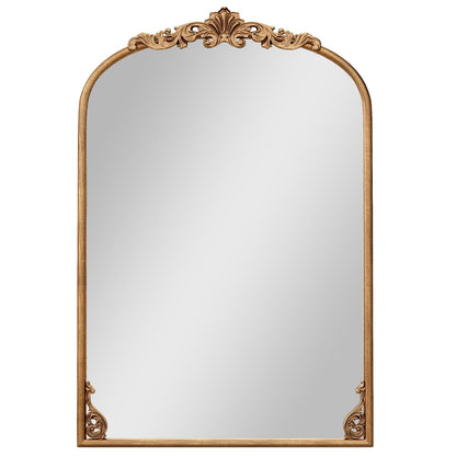 Vintage Ornate Baroque Arched Mirror with Hanging Hooks