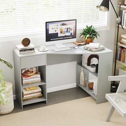 L-Shaped Computer Desk with Storage and Open Shelves for Living Room Bedroom