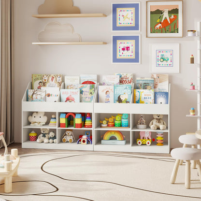 Kids Bookshelf, Wooden Toddler Toy Organizer
