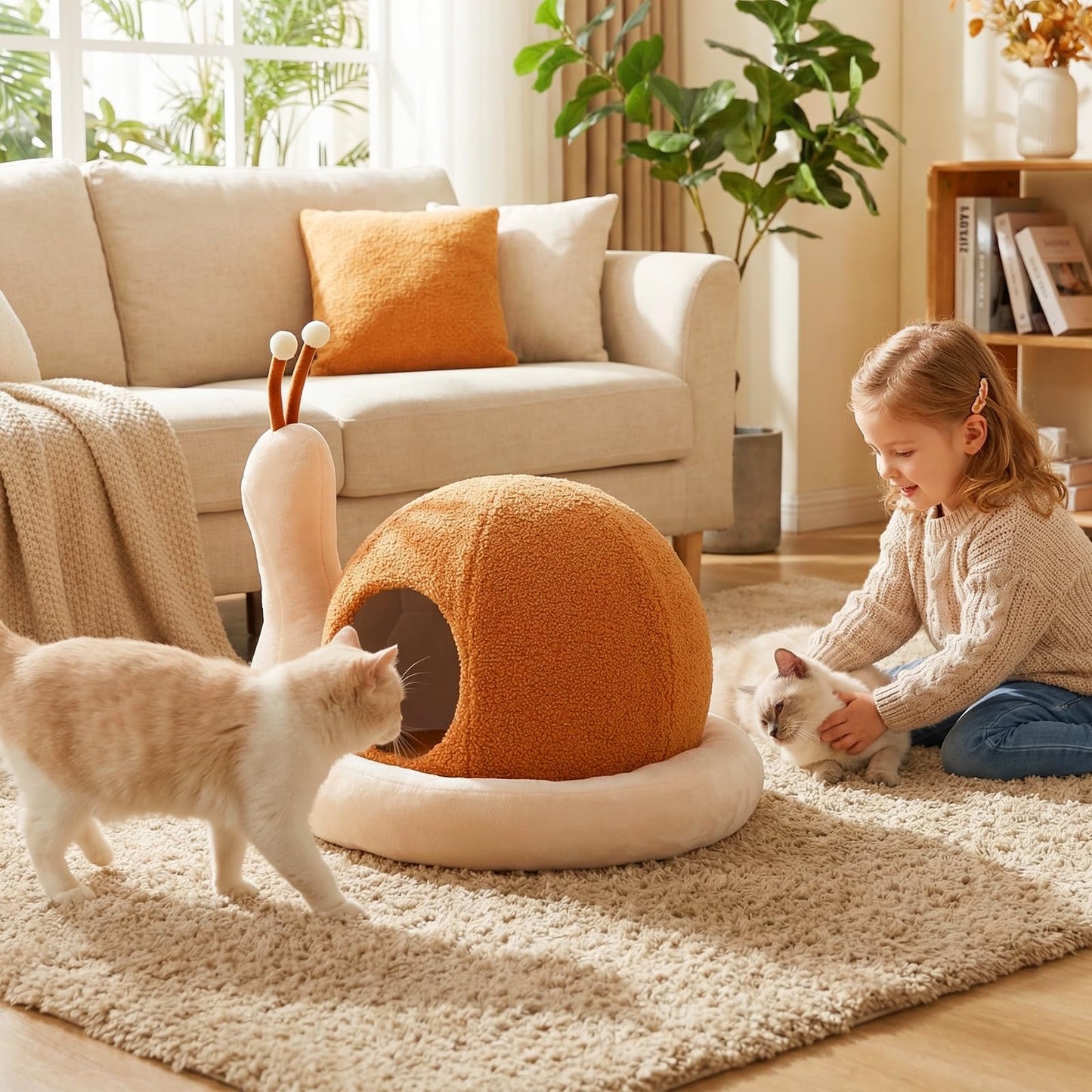 Cat House, 2-in-1 Cats Cave Bed with Removable Washable Cushion