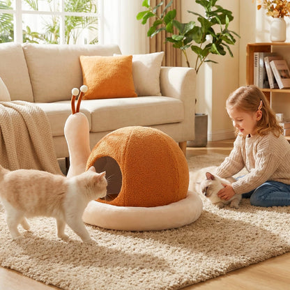 Cat House, 2-in-1 Cats Cave Bed with Removable Washable Cushion