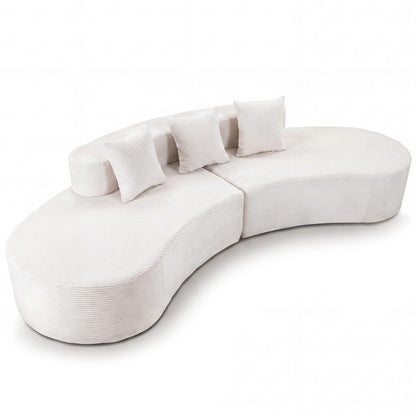 306cm Curved Sofa Couch, 5-Seater Sectional Boneless Sofa Bed with 3 Comfy Pillows