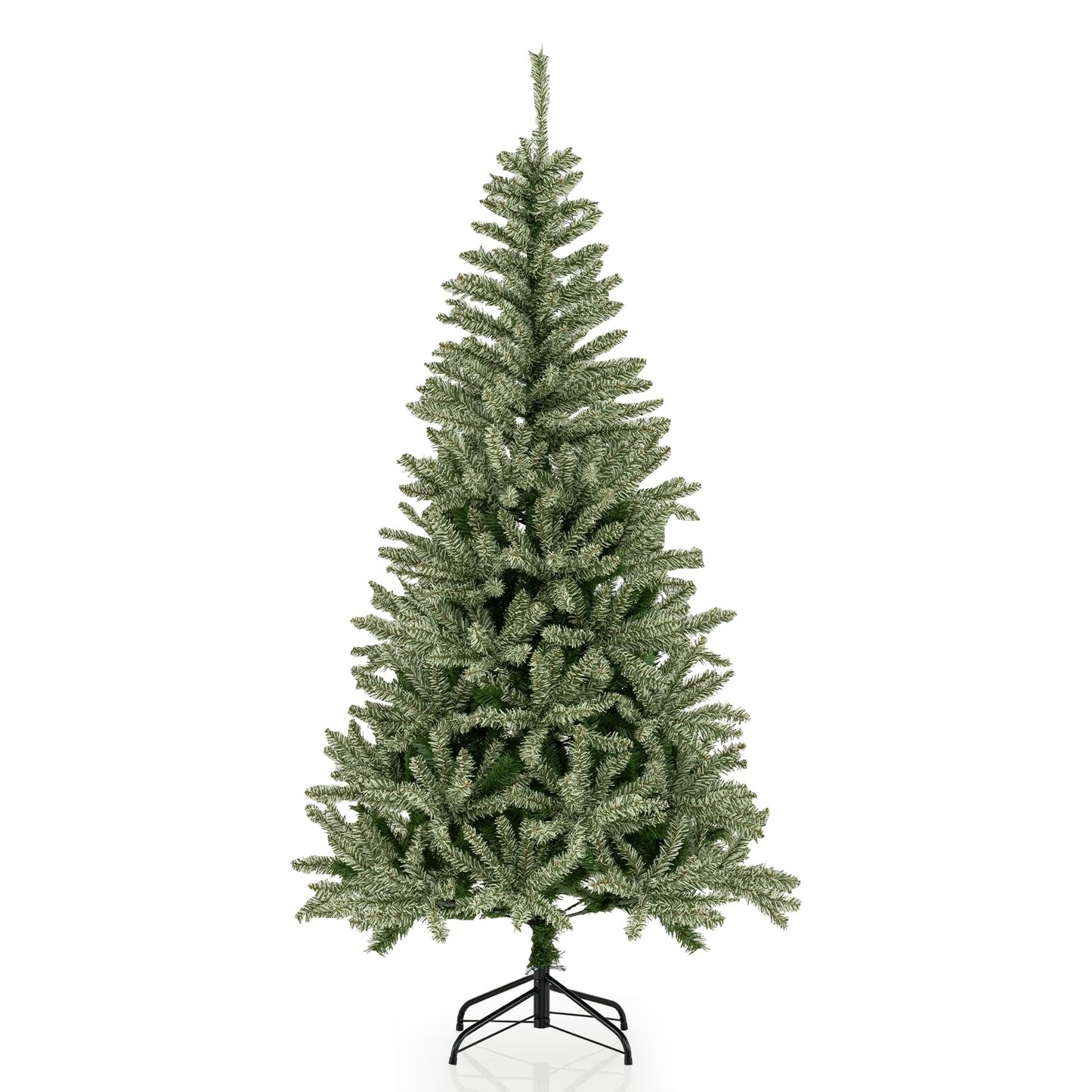 180 CM Glow-in-the-dark Artificial Christmas Tree Hinged Xmas Tree with 692 Branch Tips and Foldable Metal Stand