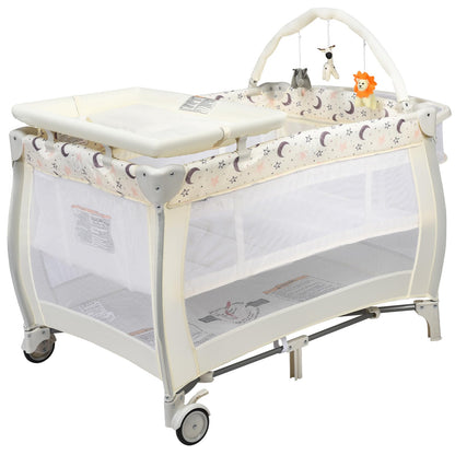 3 in 1 Convertible Bassinet Cot with Changing Table and Toy Bar