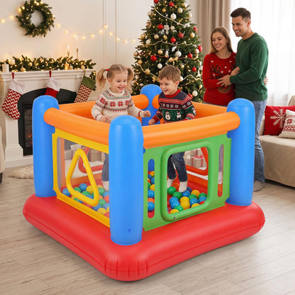 Inflatable Bounce House, Kids Blow Up Bouncy Castle with Transparent Side Walls