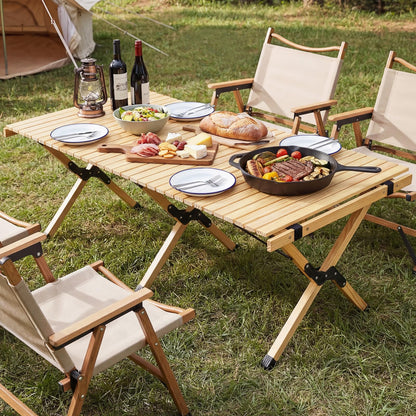 Folding Picnic Table, 4FT Roll Up Camping Table with Storage Bag for 4-6 People