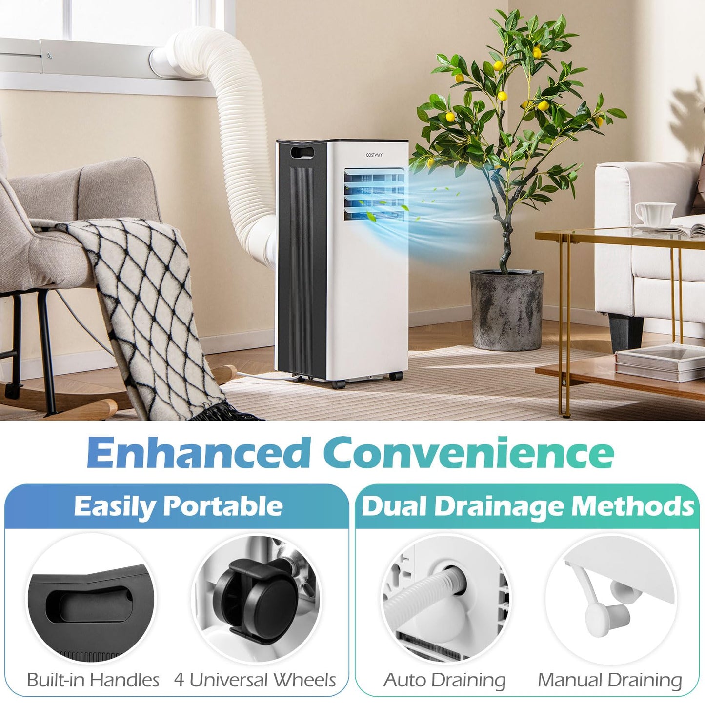 Giantex 4-in-1 Portable Air Conditioner 9000 BTU Air Conditioning Unit with 2 Speeds Fan Dehumidifier & Sleep Mode