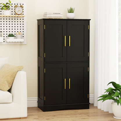 Bathroom Floor Storage Cabinet with 4 Doors and 2 Adjustable Shelves