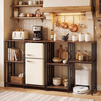 Kitchen Baker's Rack Industrial Coffee Bar Table with Shelves