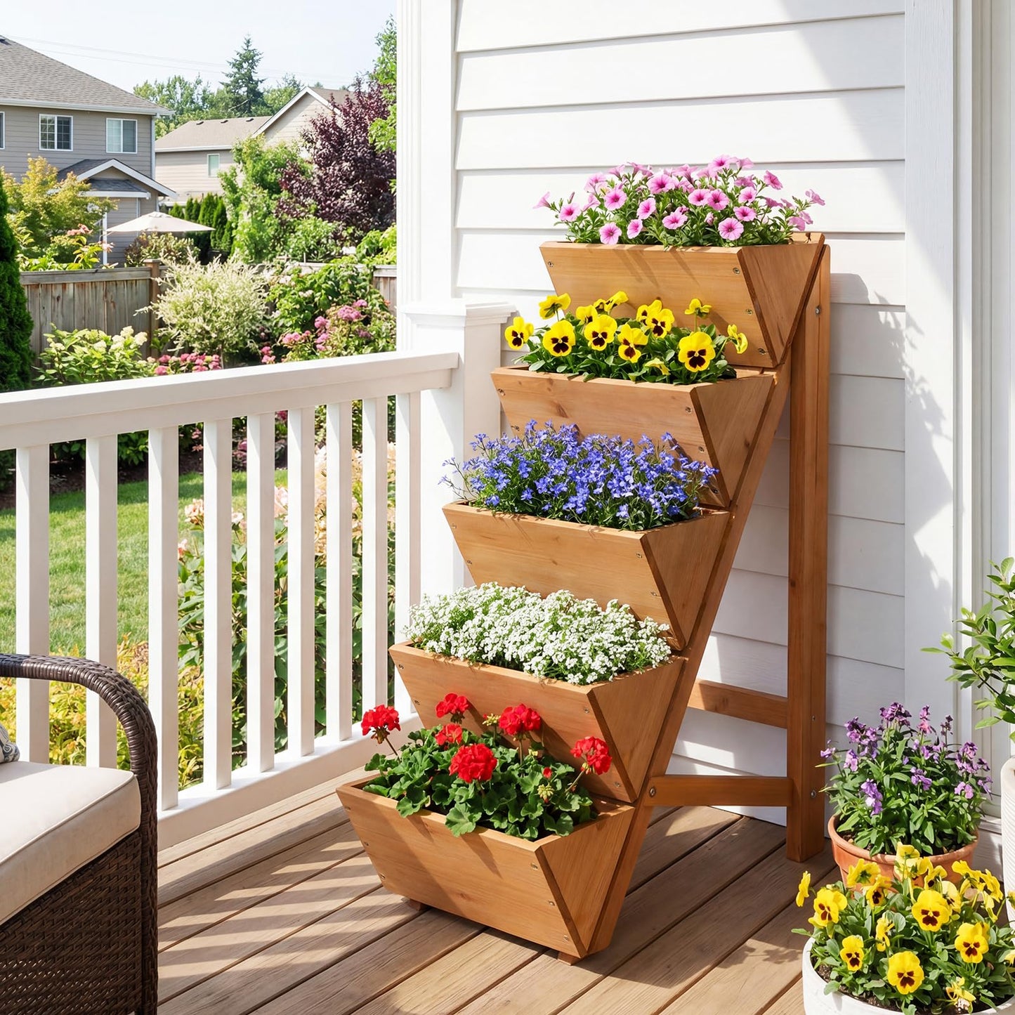 5-tier Vertical Raised Garden Bed Wood Elevated Planter Box