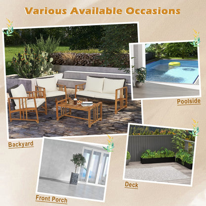 4 PCS Garden Furniture Set for Balcony Yard