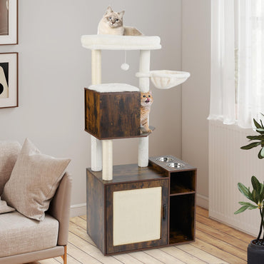 Cat Tree with Litter Box Enclosure, Cats Climbing Tower