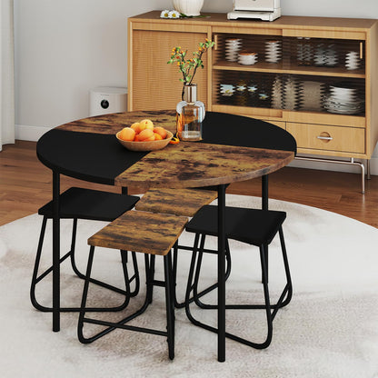 5 Piece Dining Table Set, Round Kitchen Table and Stools