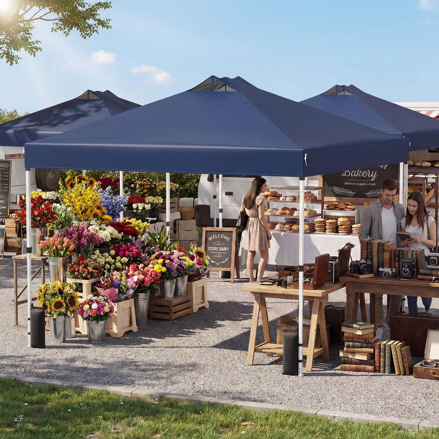 300 x 300 cm Pop up Canopy Tent 1 Person Easy Setup Gazebo Shelter with 1 Button Push