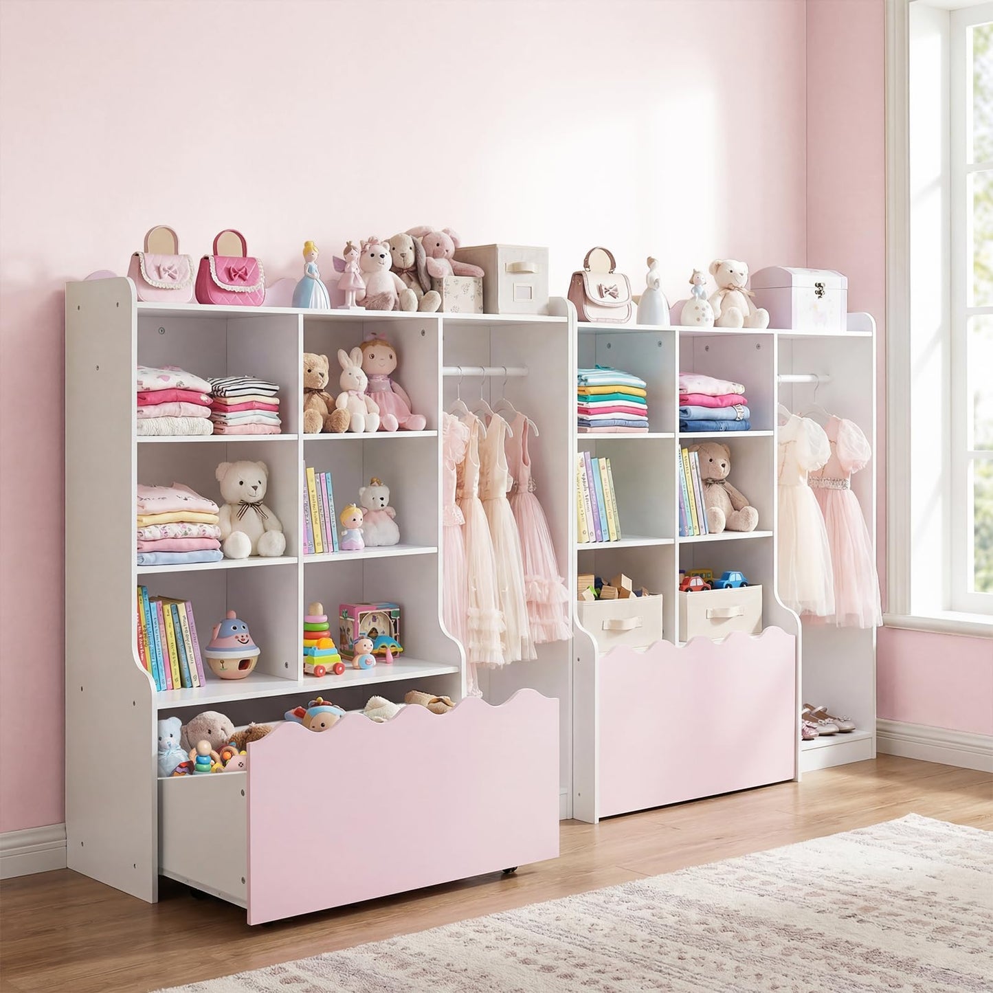 Kids Dress up Storage Wardrobe, Children Toy Storage Organizer