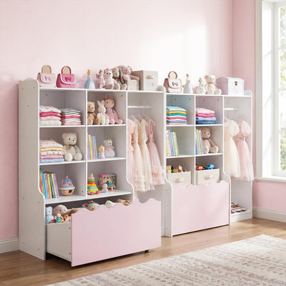 Kids Dress up Storage Wardrobe, Children Toy Storage Organizer