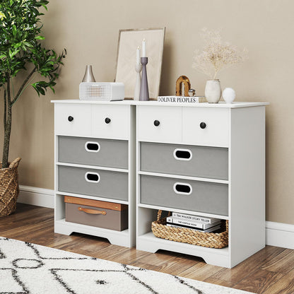 4-Drawer Dresser Cabinet with Open Shelf Freestanding Bedside Chest