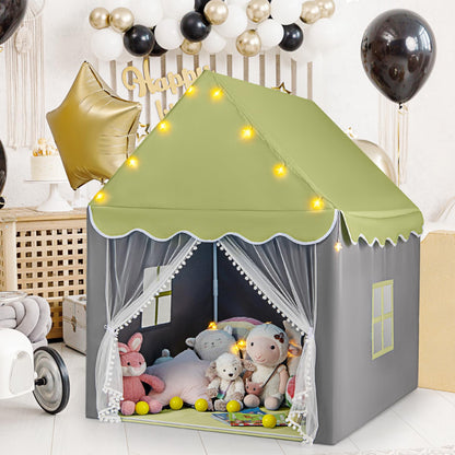 Large Kids Play House with Washable Mat and Star Lights