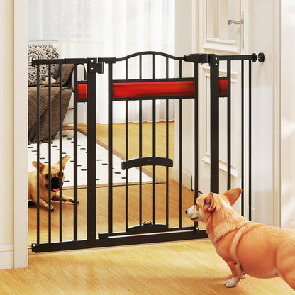 Extra Wide Walk Through Pet Gate with Small Door and 2 Extensions