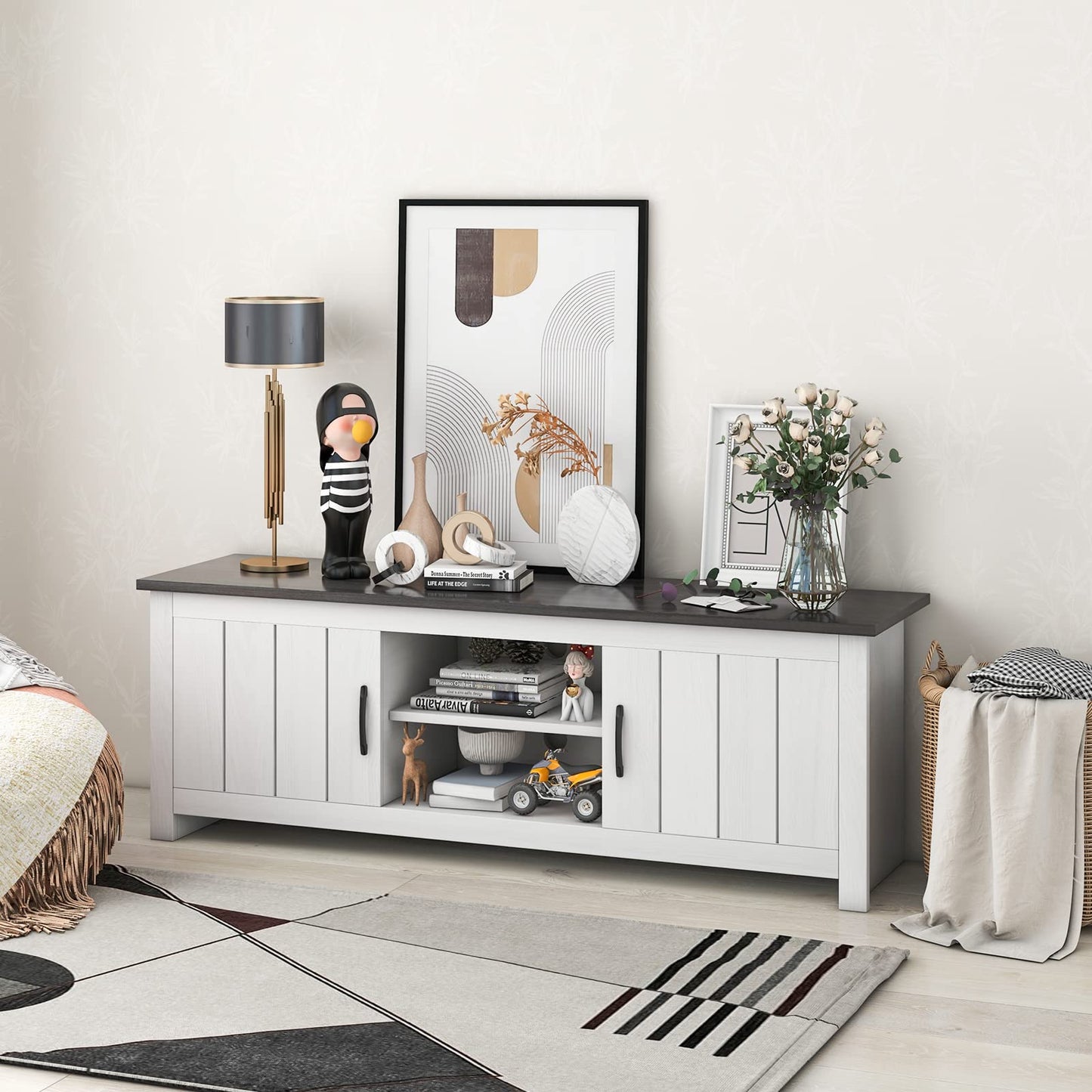 Wooden TV Cabinet Media Entertainment Center for TVs up to 65 Inches