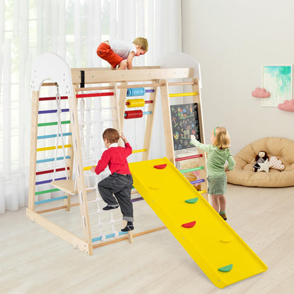 7 in 1 Toddler Jungle Gym Playset with Climbing Rock/Net