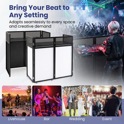 Portable DJ Booth with Black/White Scrims, Mesh Table & Carry Bag