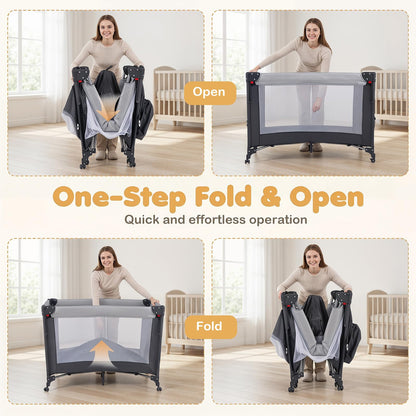 5 in 1 Baby Travel Cot, Portable Baby Crib Bassinet