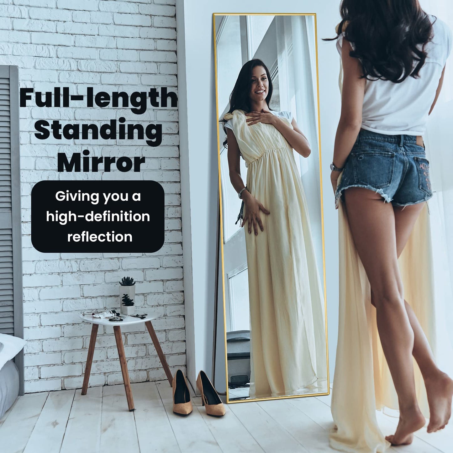160x40cm Wall Mounted/Leaning/Free Standing Aluminum Alloy Frame Floor Mirror