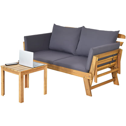 3 in 1 Convertible Cushioned Loveseat Lounger Couch with Folding Armrests and Pillows