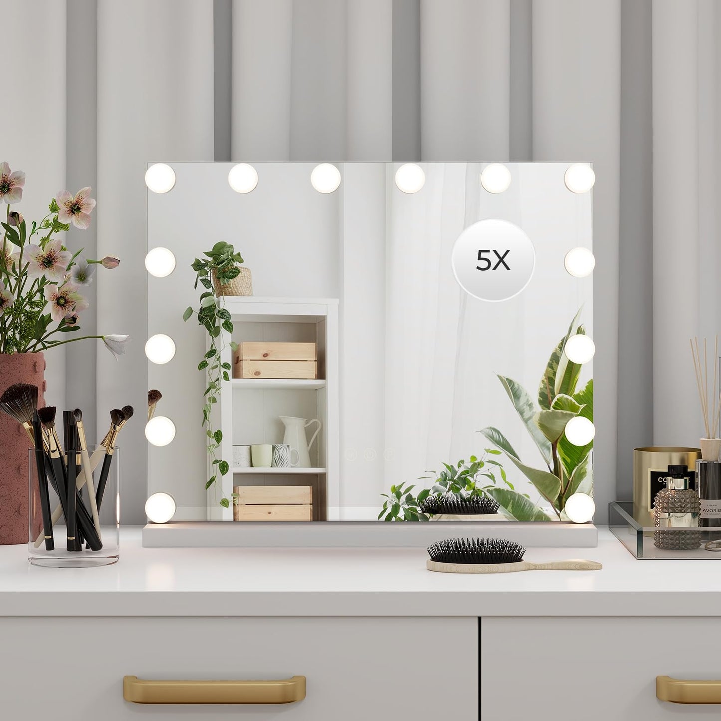 Hollywood Vanity Mirror with with 3 Color Lighting Modes for Tabletop