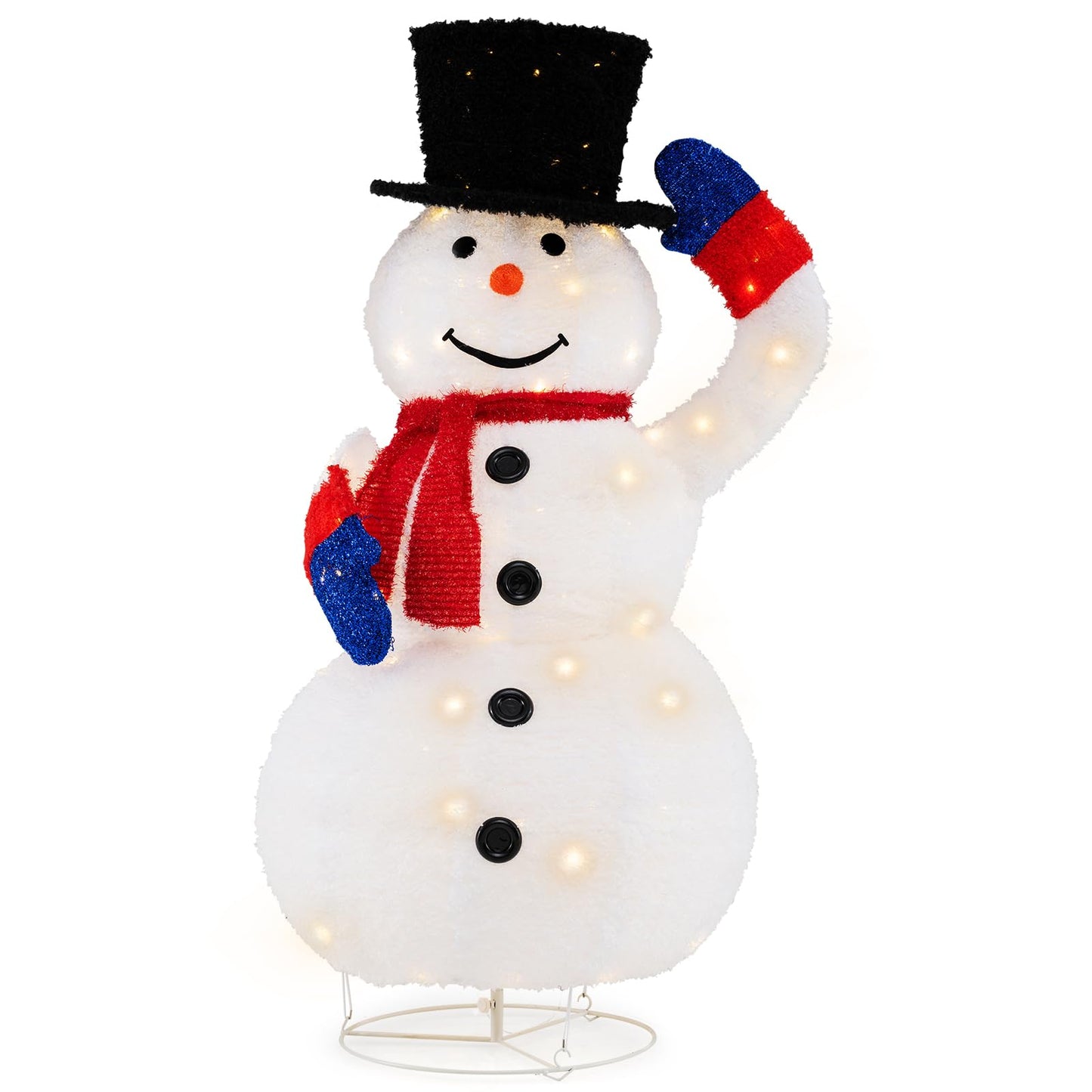 Pre-Lit Christmas Snowman with 120 Built-in LED Lights for Lawn