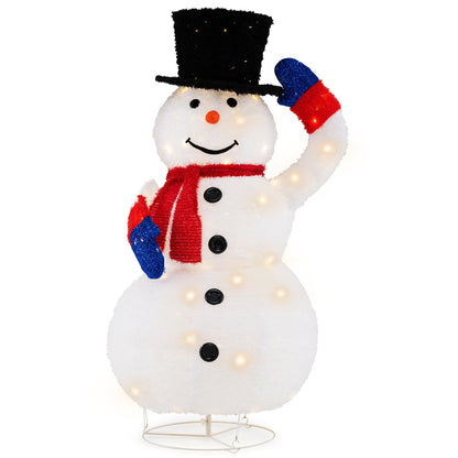 Pre-Lit Christmas Snowman with 120 Built-in LED Lights for Lawn