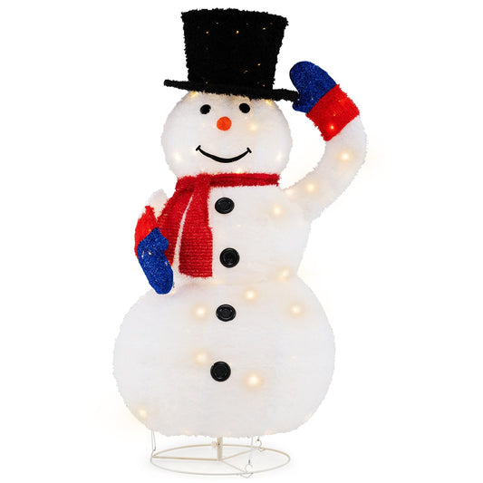 Pre-Lit Christmas Snowman with 120 Built-in LED Lights for Lawn