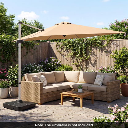 Parasol Base with Wheels, Heavy-Duty Offset Patio Umbrella Stand