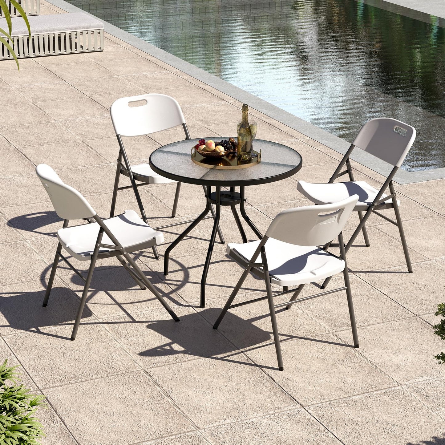 HDPE Portable Dining Chairs Set of 4 with Contoured Seat