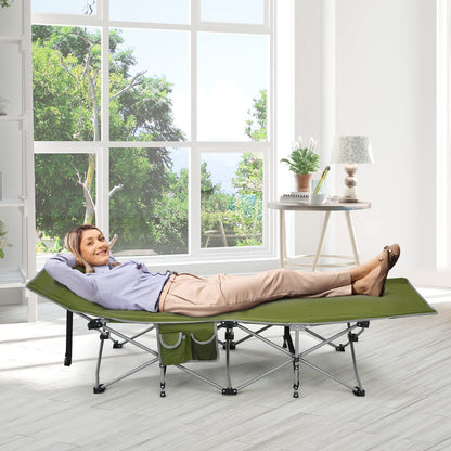 Heavy Duty Outdoor Sleeping Cot with Detachable Headrest