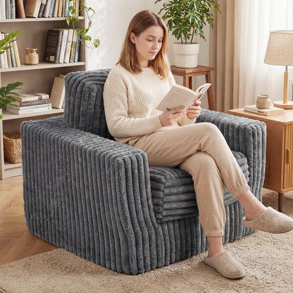 Furry Boneless Couch for Small Spaces with Removable Cover and Pillow