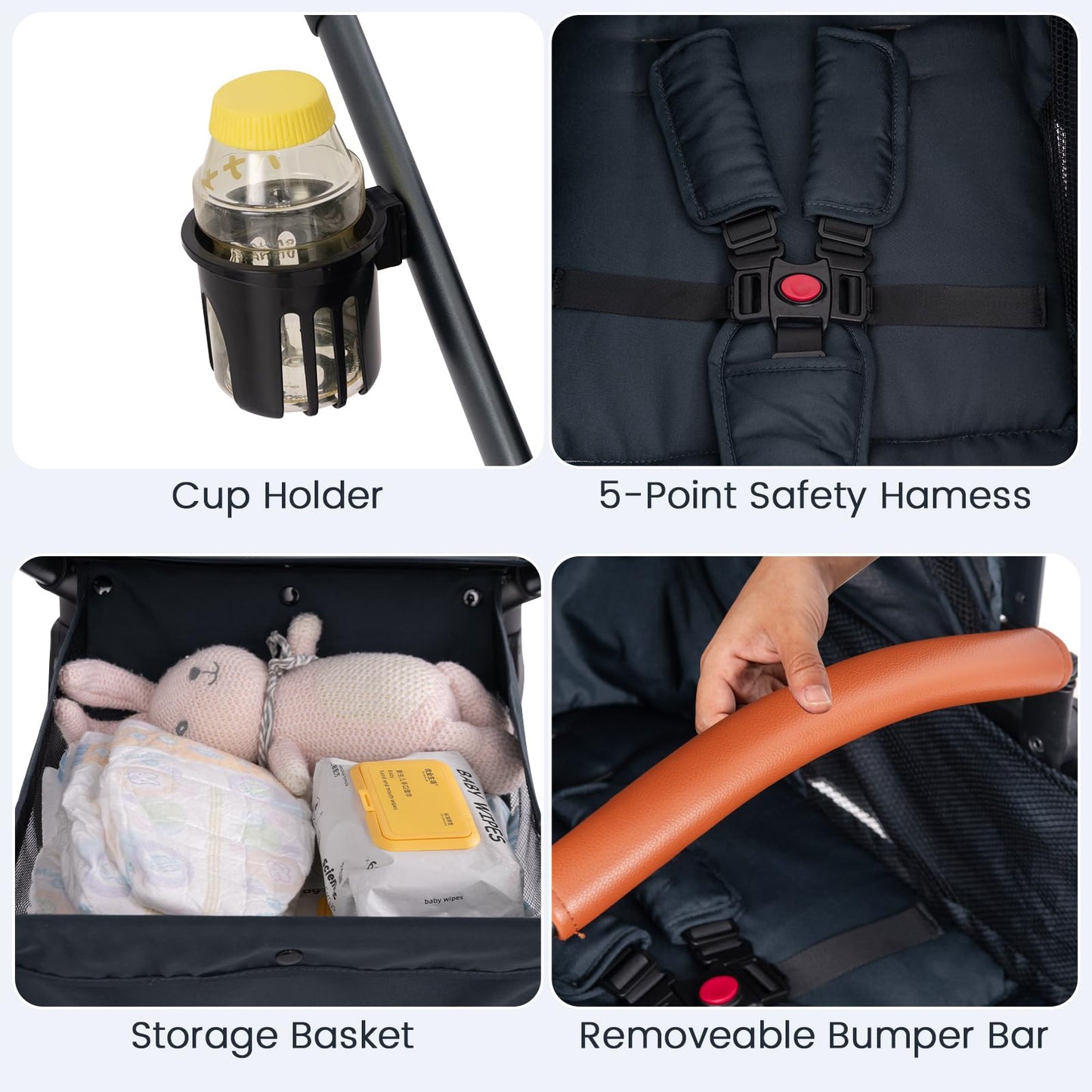 Convertible Baby Stroller with Footmuff and Extendable Canopy