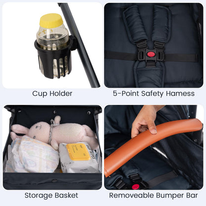 Convertible Baby Stroller with Footmuff and Extendable Canopy