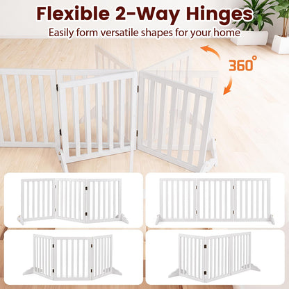 3-Panel Foldable Pet Fence with Support Feet and Flexible 2-Way Hinges