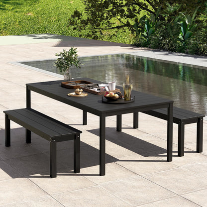 140CM HDPE Outdoor Bench Backless Patio Garden Bench for 2-3 People