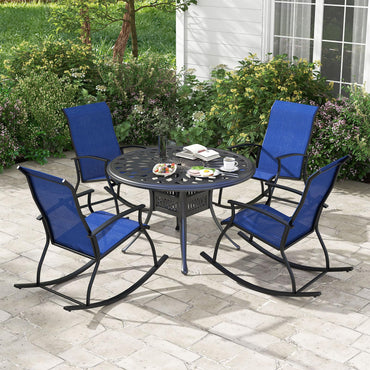2 Pieces Outdoor Rocking Chairs with Breathable Backrest