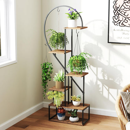 6-Tier Metal Plant Stand Heart-Shape Ladder Plant Shelves