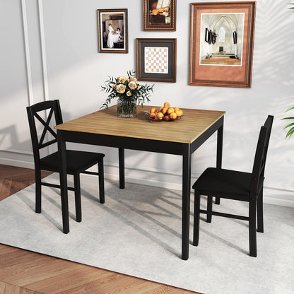 3 Piece Dining Table Set, Square Breakfast Kitchen Table and Chairs
