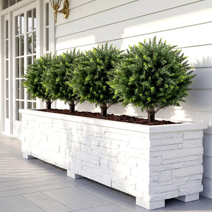 Set of 2 Artificial Topiary Ball Trees, Faux Shrub Bushes with Ground Spikes