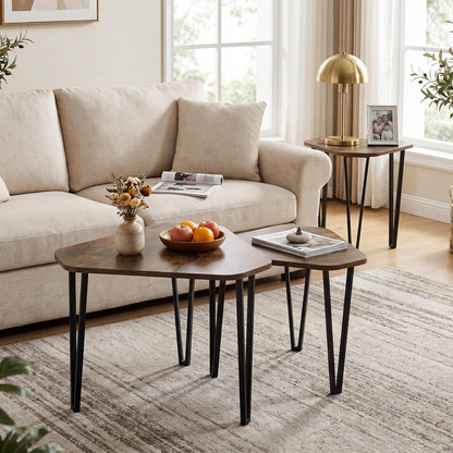 Nesting Coffee Tables Set of 3, Stacking End Sofa Side Table