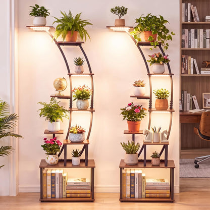 Plant Stand with Grow Lights, 161cm Tall 9-Tier Corner Metal Plant Shelf Flowerpot Holder