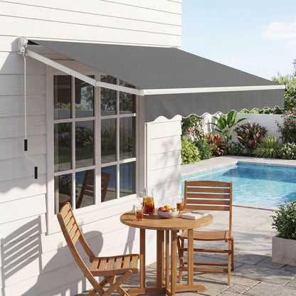 Retractable Manual Awning, Anti-UV and Waterproof Garden Patio Canopy with Fittings