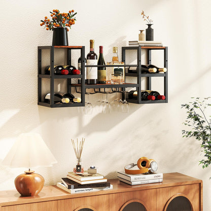 Wall Mounted Wine Rack, 3-Tier Metal Hanging Wine Rack