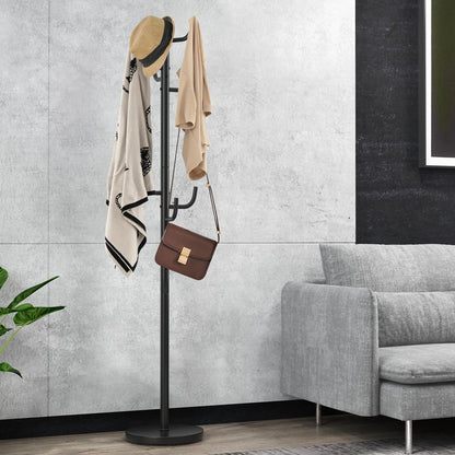 Metal Coat Rack, Freestanding Clothes Hanger with 8 Hooks